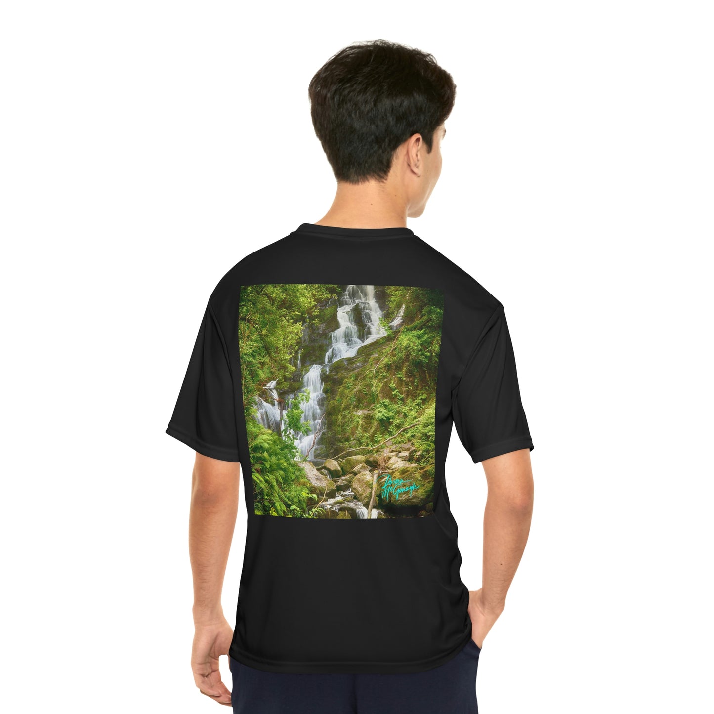 Mens t shirts Killarney National Park Waterfall, performance shirt