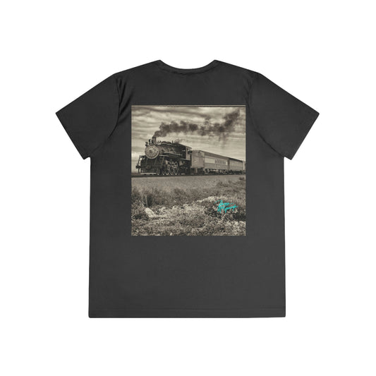 Womens Fitted Tee Shirts Steam Engine 148 Train, Performance shirt