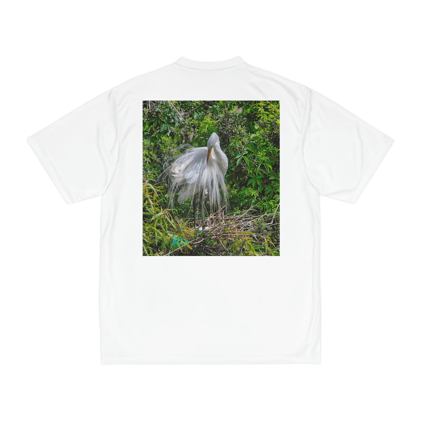 Mens t shirts Great White Heron with Nest, performance shirt