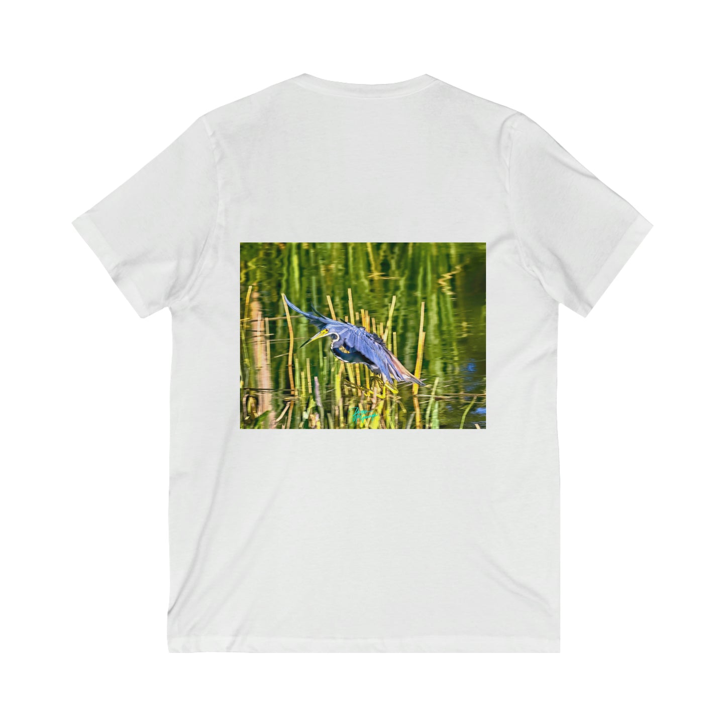 Unisex T shirt Tri Color Heron in Flight, inspired by nature