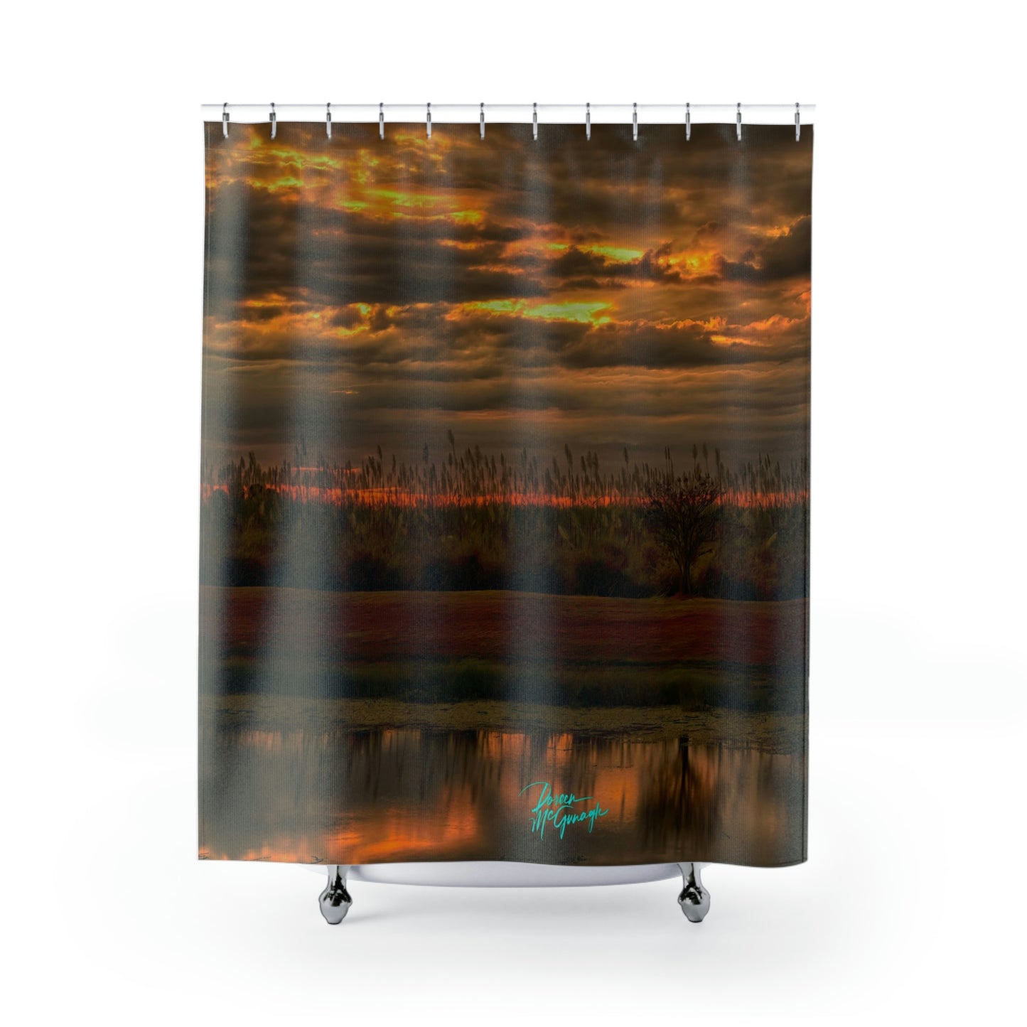 Earthy Shower Curtain Sunset in Clewiston, Nature inspired Decor