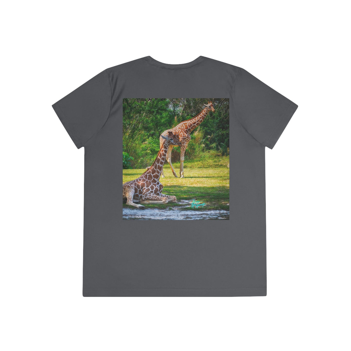 Womens Fitted Tee Shirts Pair of Giraffes 08, Performance shirt