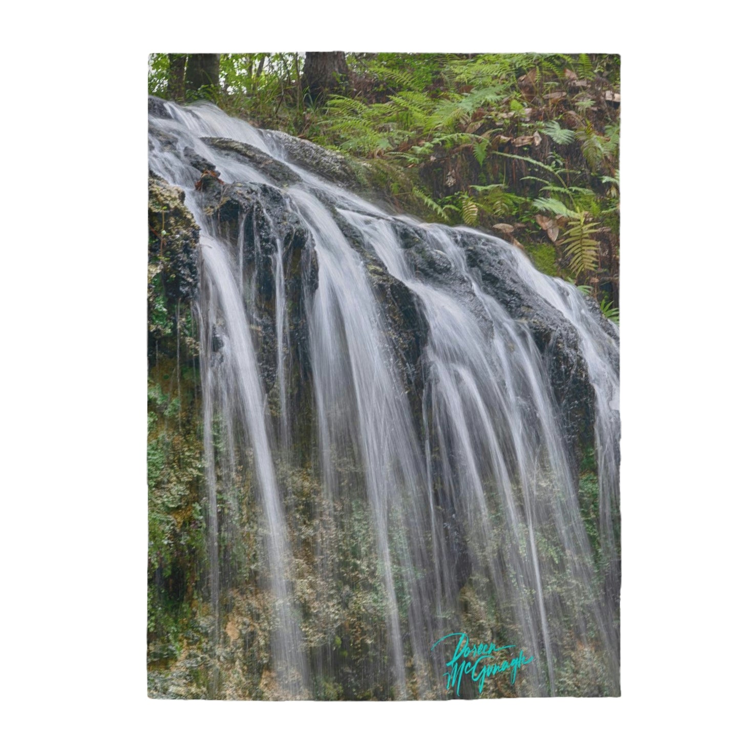 Plush Velveteen Blanket, Waterfall nature inspired