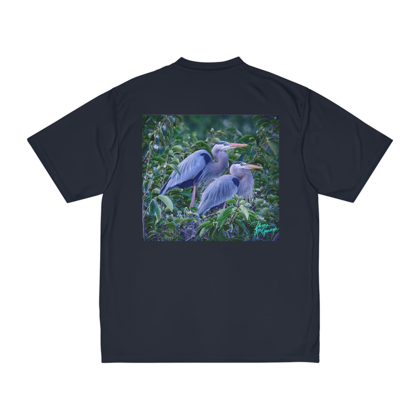 Mens t shirts Great Blue Heron Mating Pair 02, performance shirt