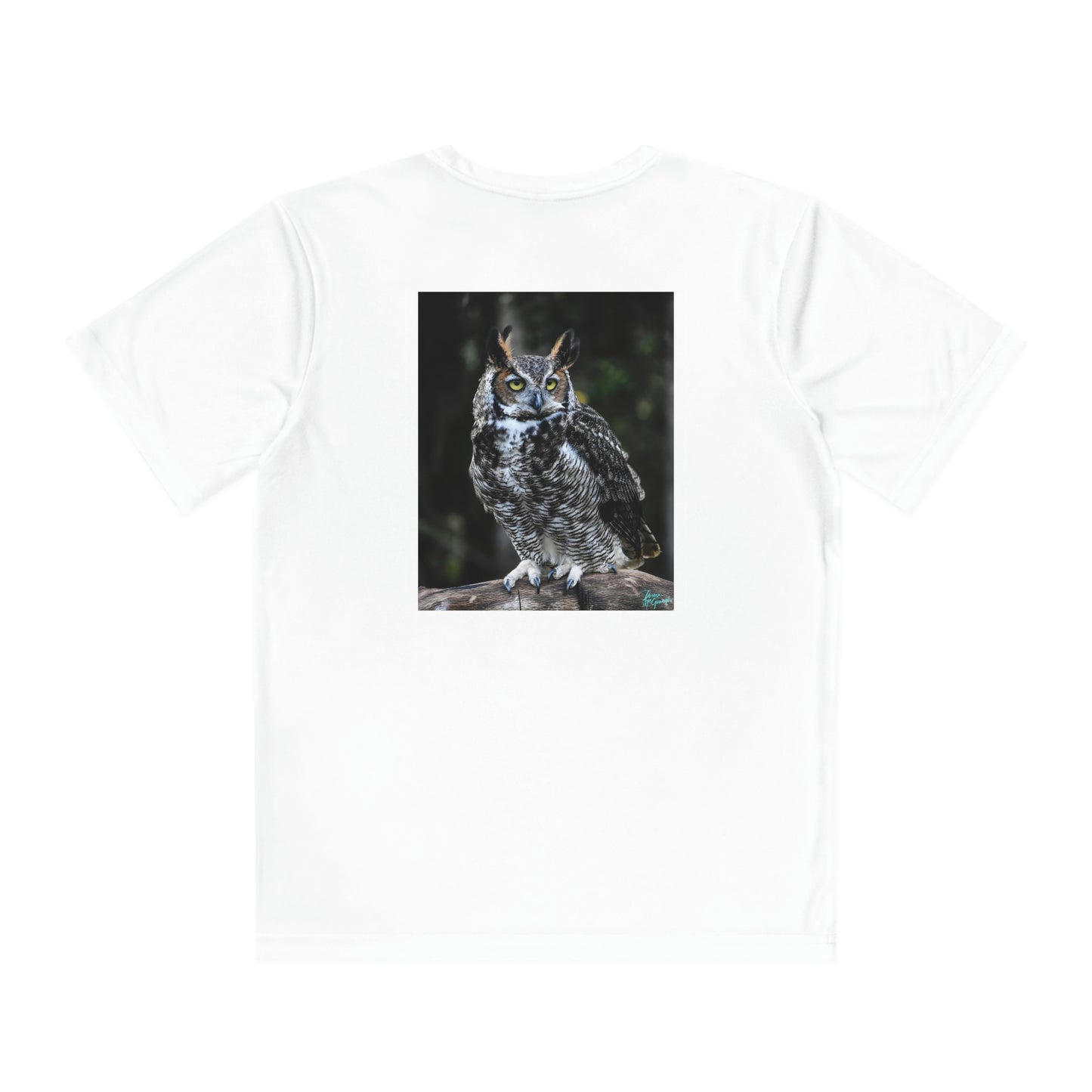 Youth T Shirts, Great Horned Owl 112, performance shirt