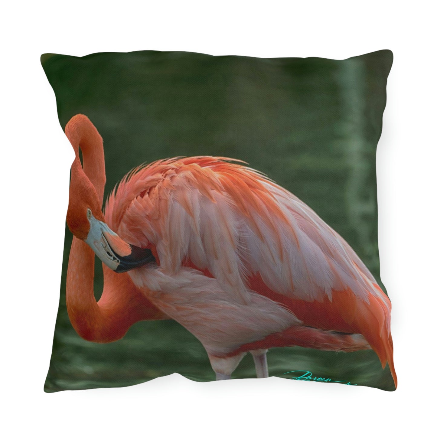 Artistic Outdoor Accent Pillow Flamingo Bird