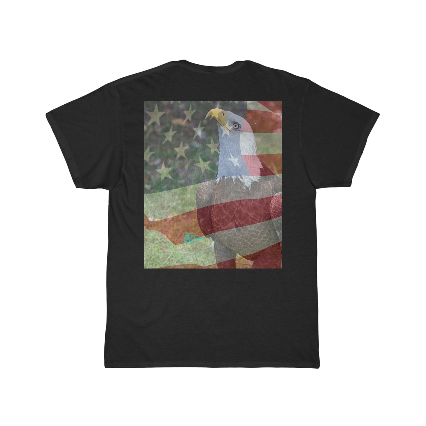 Mens Cotton Tee  Patriotic Bald Eagle with American Flag 13 Short Sleeve Plus Sizes