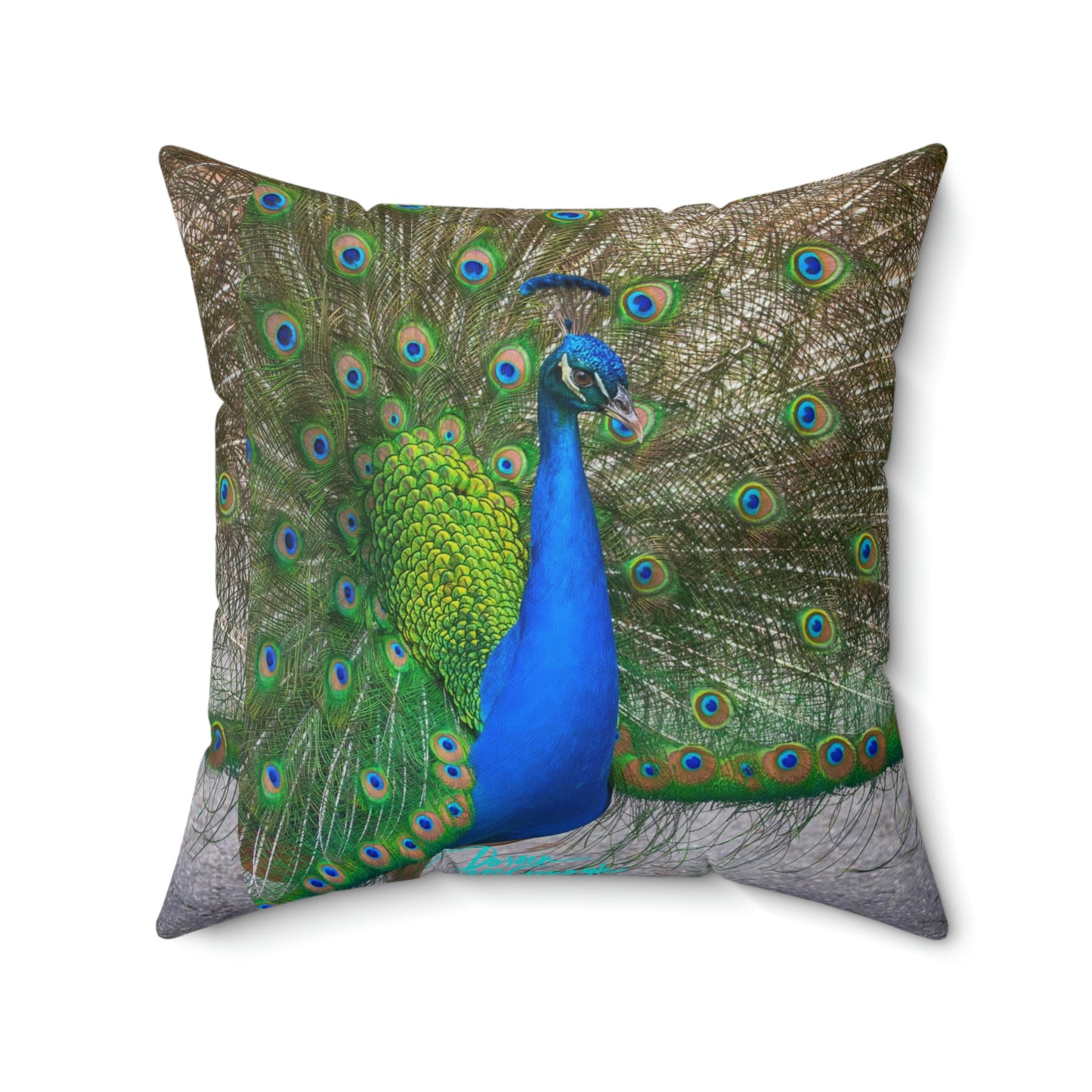 Artistic Accents Pillow Peacock Bird Square