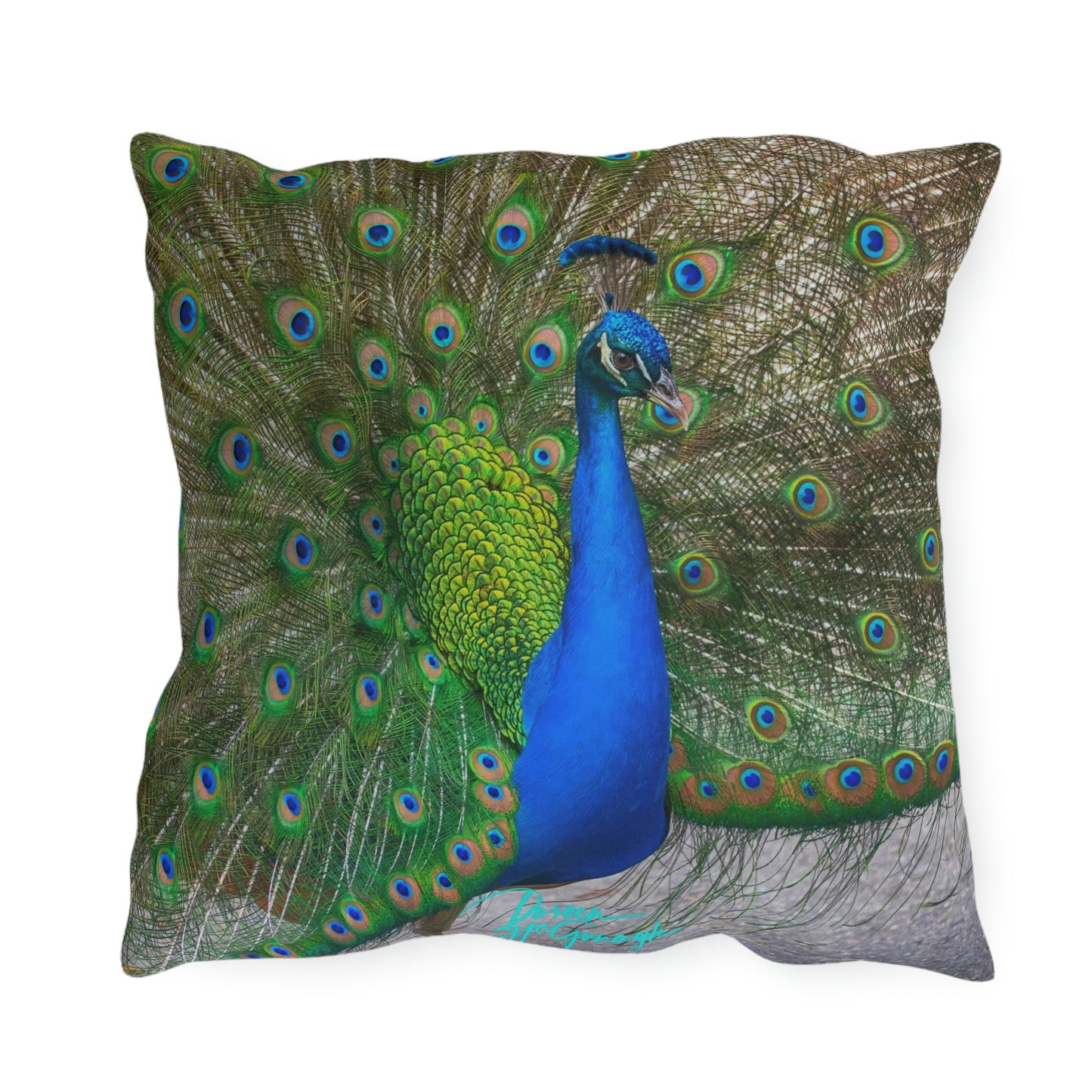 Artistic Outdoor Accent Pillows Peacock Bird