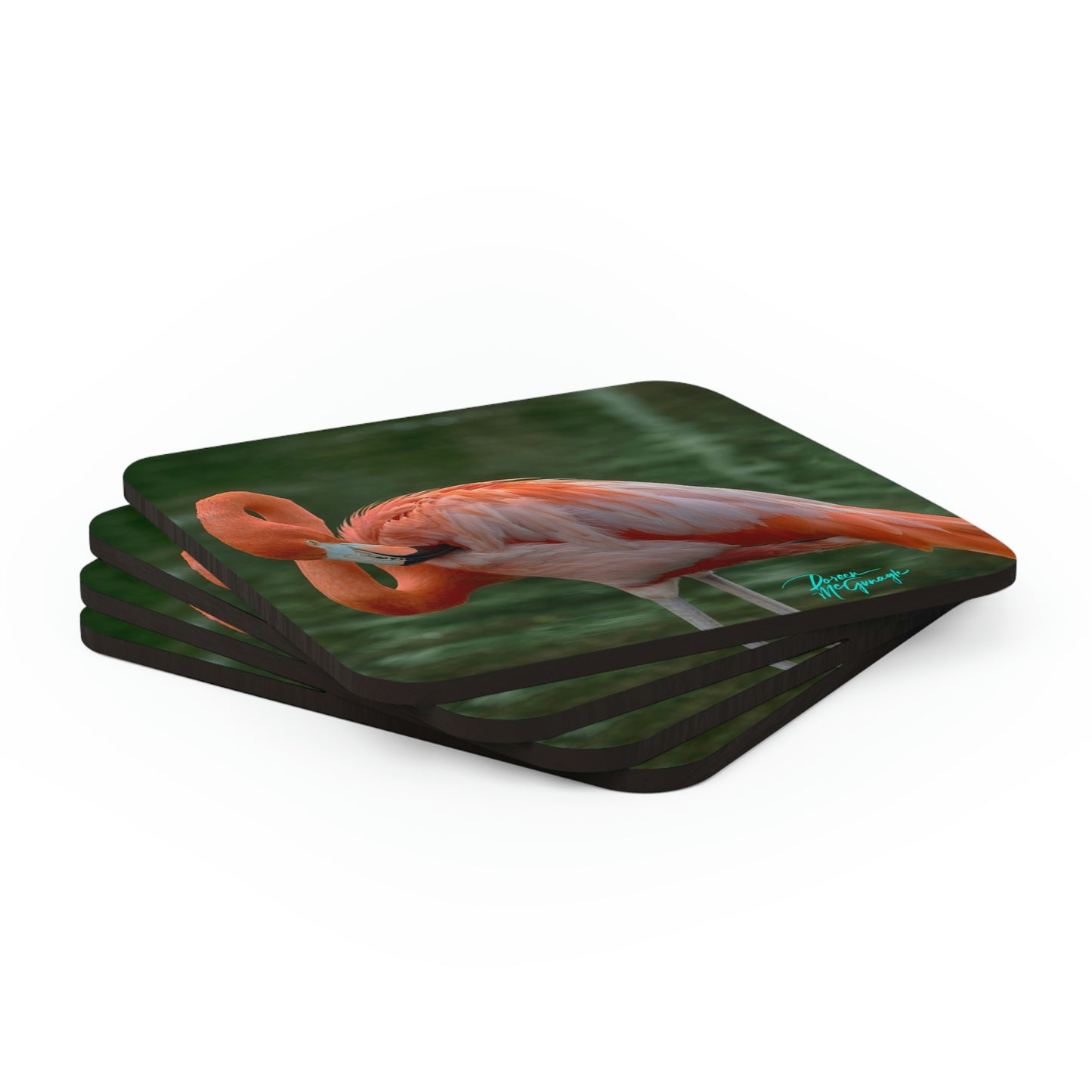 Flamingo Bird Cork Coaster Set