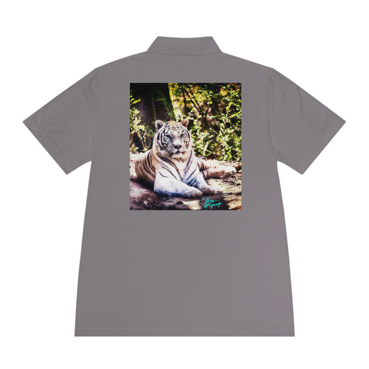 Mens polo shirts White Tiger, performance shirt, plus sizes