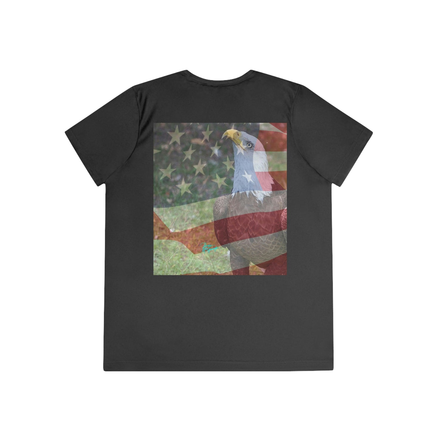 Womens Fitted Tee Shirts Patriotic Bald Eagle with American Flag, Performance shirt