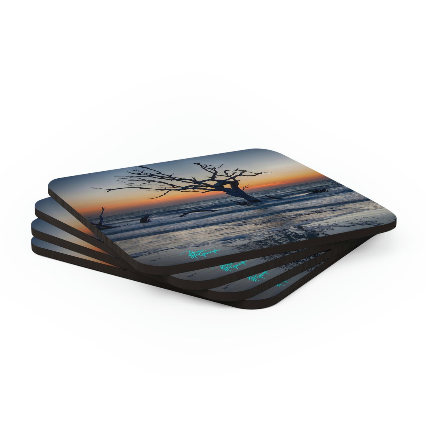 Sunrise on Jekyll Island Cork Coaster Set