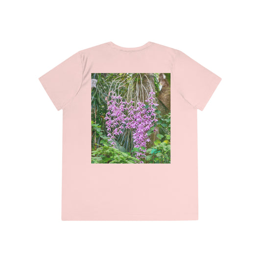 Womens Fitted Tee Shirts Purple Dendrobium Orchid 02, Performance shirt