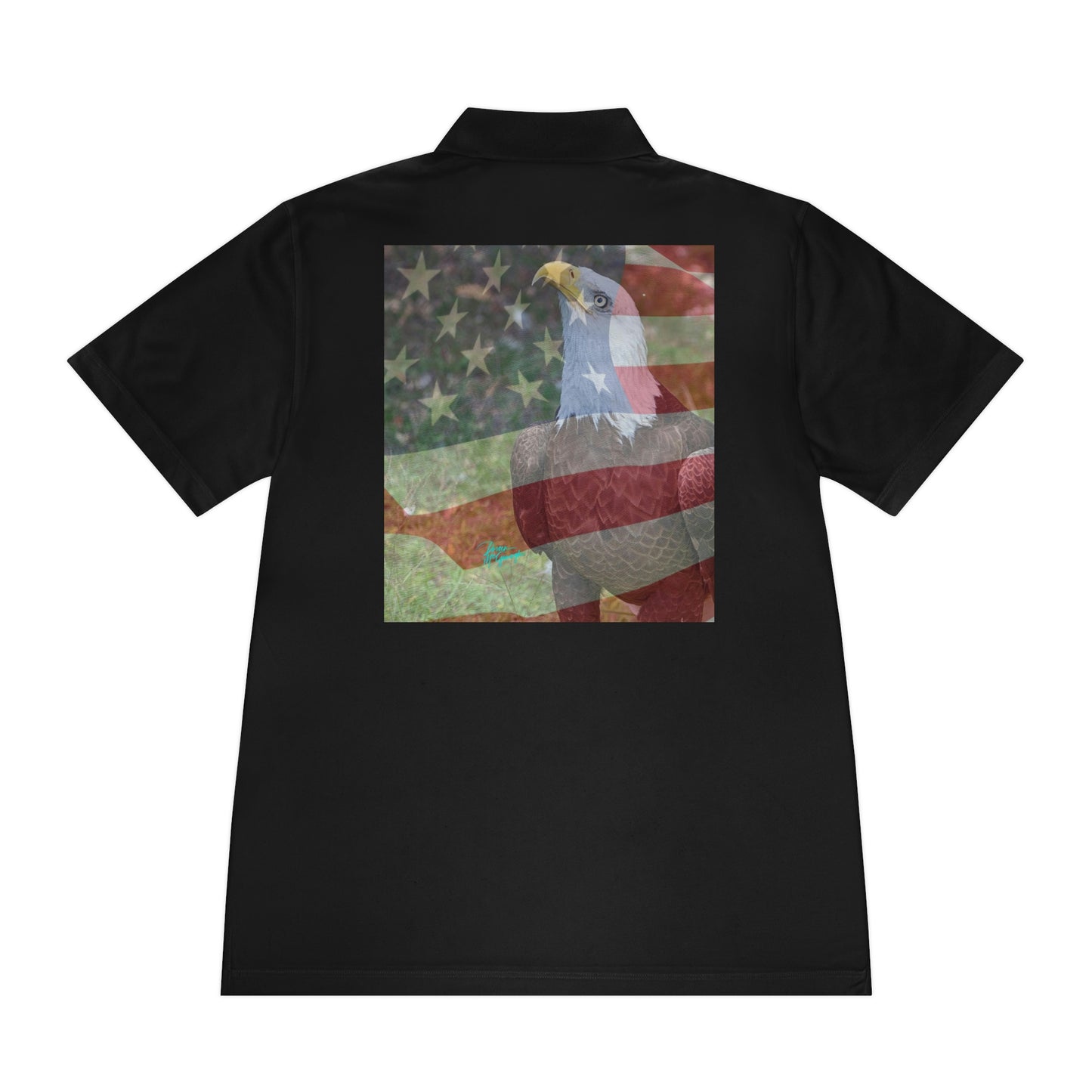 Mens polo shirts Patriotic Bald Eagle and American Flag 13, performance shirt, plus sizes