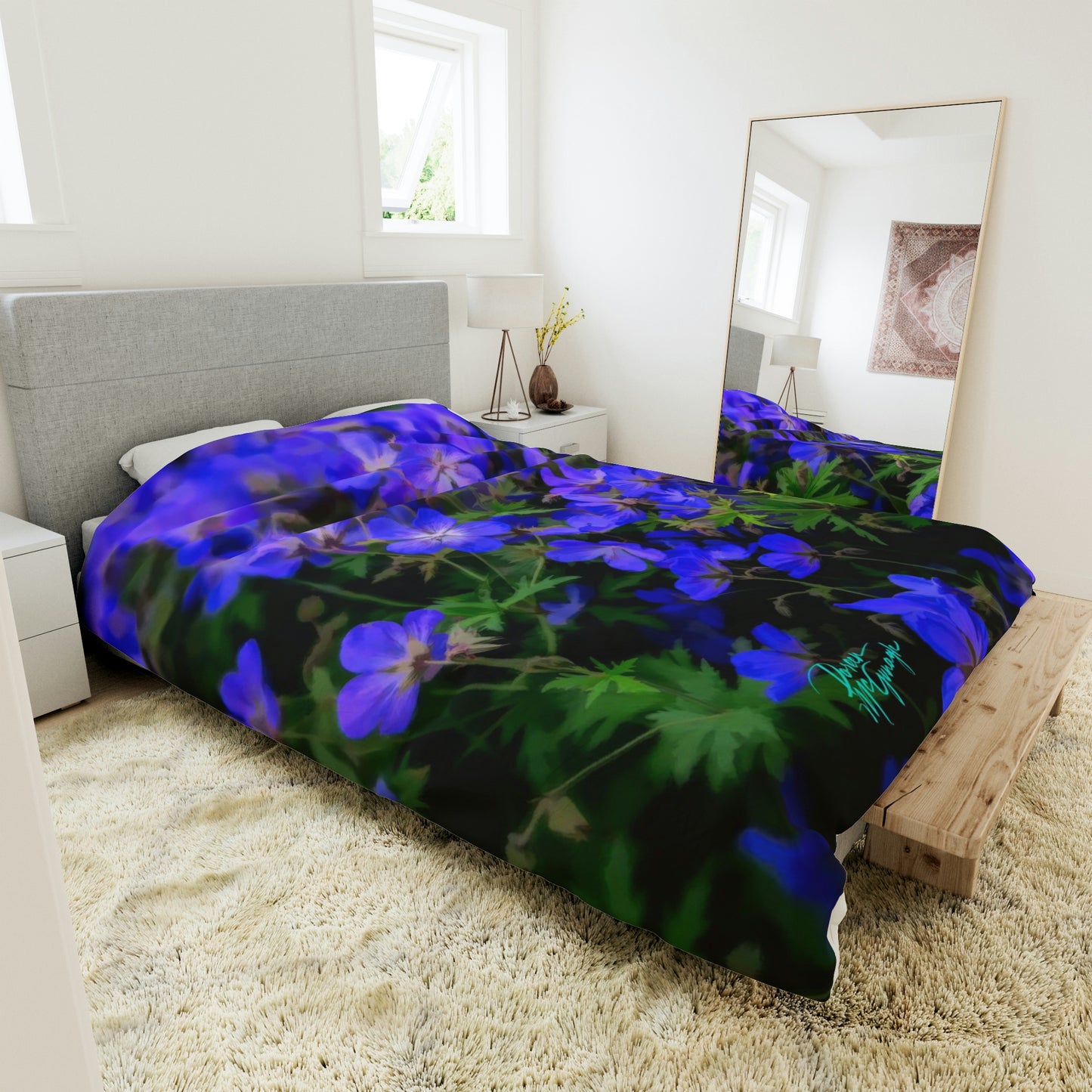 Blue Wild Flowers Duvet Covers