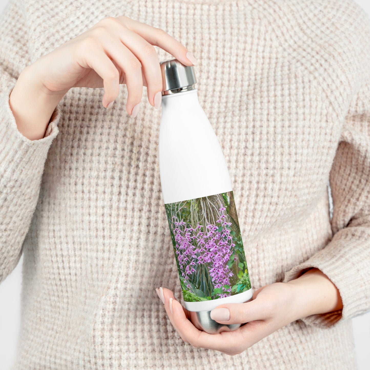 Eco friendly water bottle Purple Dendrobium Orchid 02, 20oz insulated water bottle