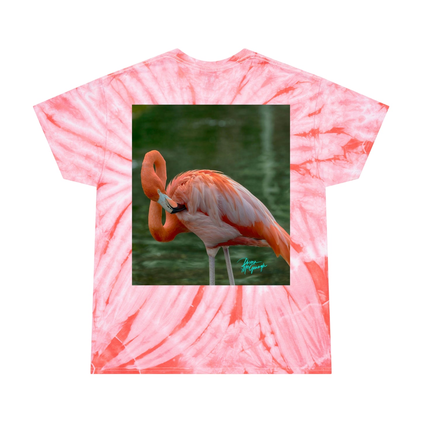 Unisex Tie Dye T shirt  Flamingo Bird 17, inspired by nature