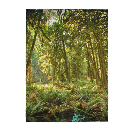 Plush Velveteen Blanket, Deep in Forest, nature inspired