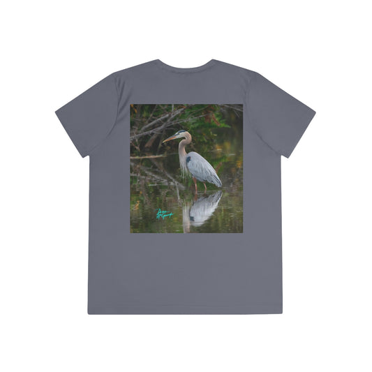 Womens Fitted Tee Shirts Great Blue Heron, Performance shirt