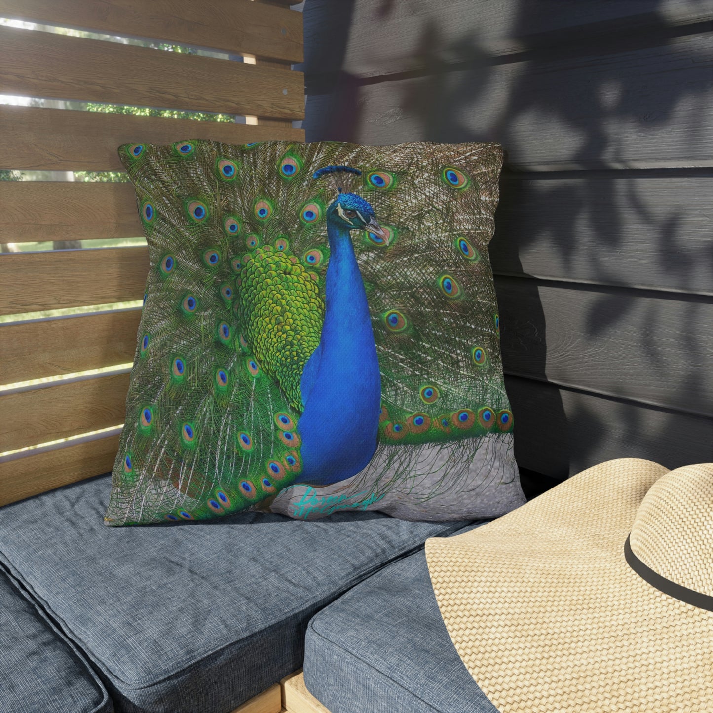 Artistic Outdoor Accent Pillows Peacock Bird