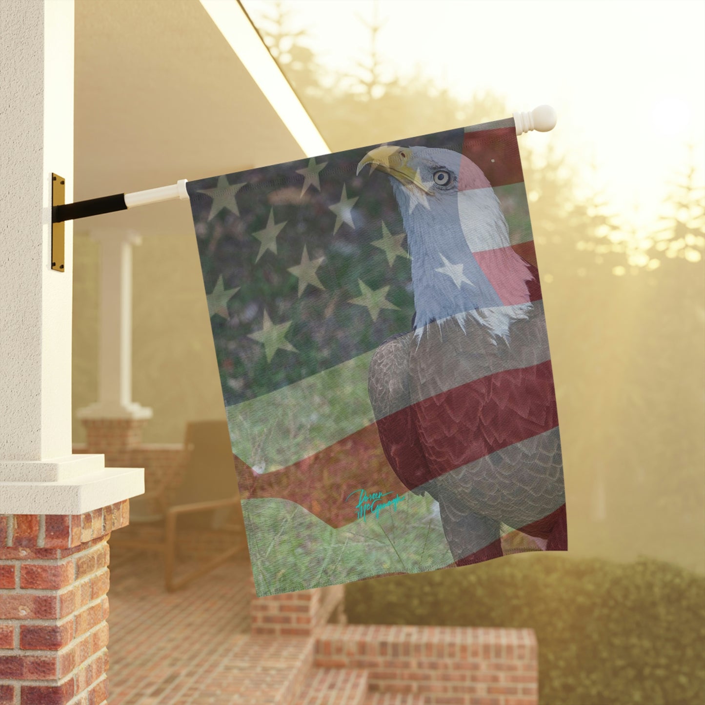 Outdoor banner flags Patriotic Bald Eagle with American Flag special edition