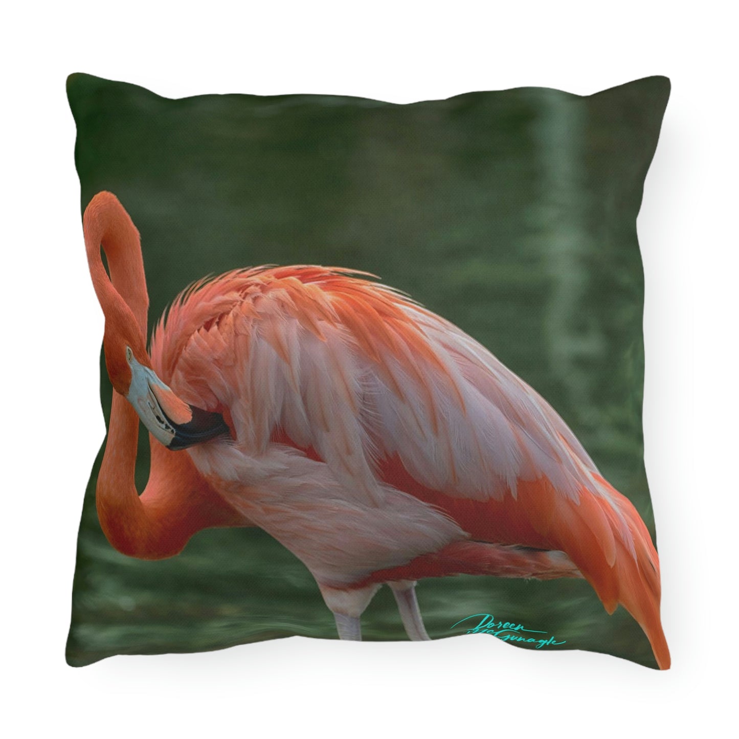 Artistic Outdoor Accent Pillow Flamingo Bird