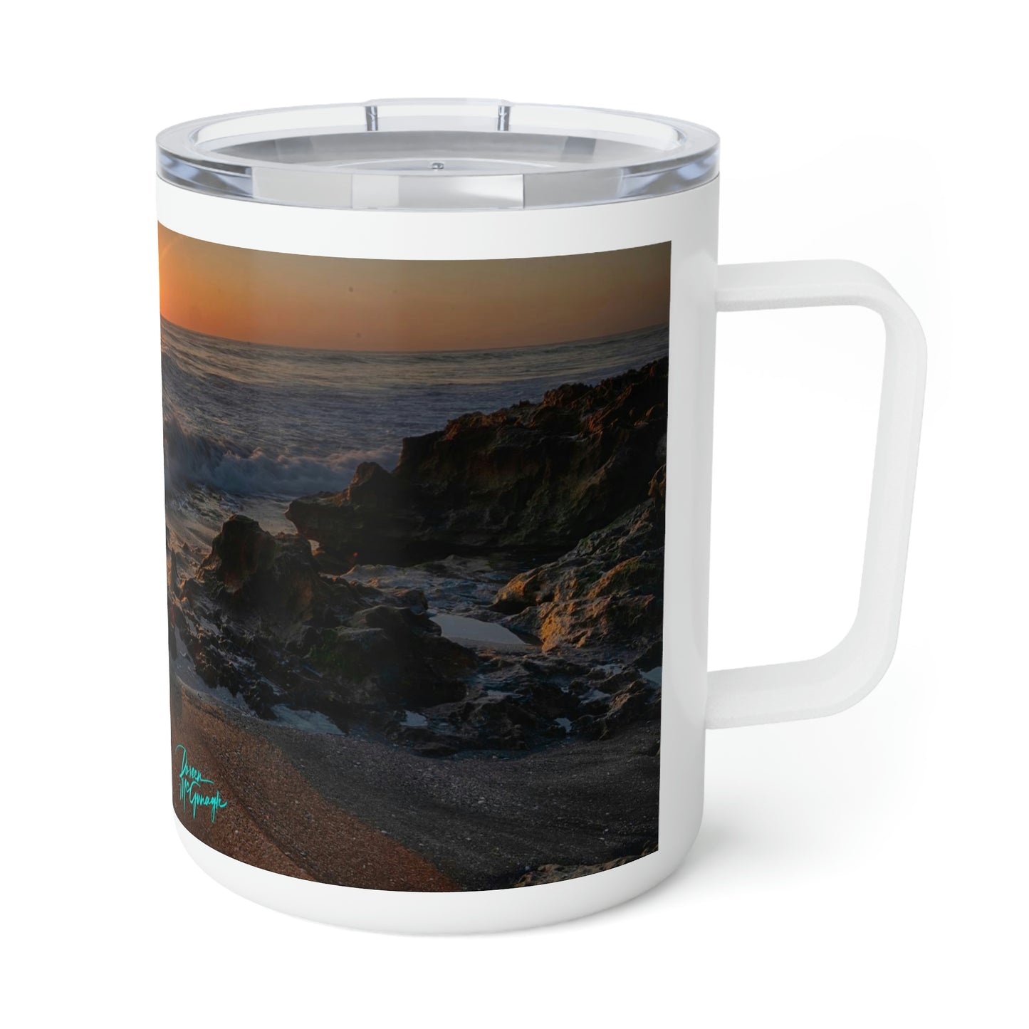 Eco friendly, Sunrise on Stuart Beach, 10 oz Insulated travel Mug