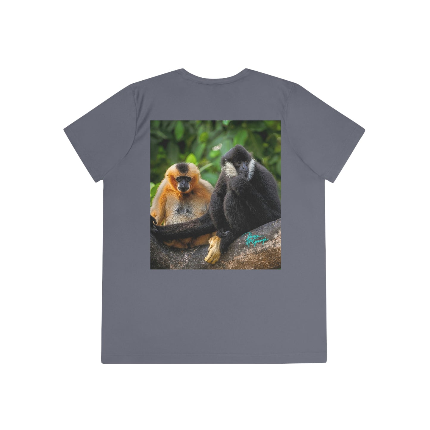 Womens Fitted Tee Shirts Pair of Gibbon Monkeys 05, Performance shirt