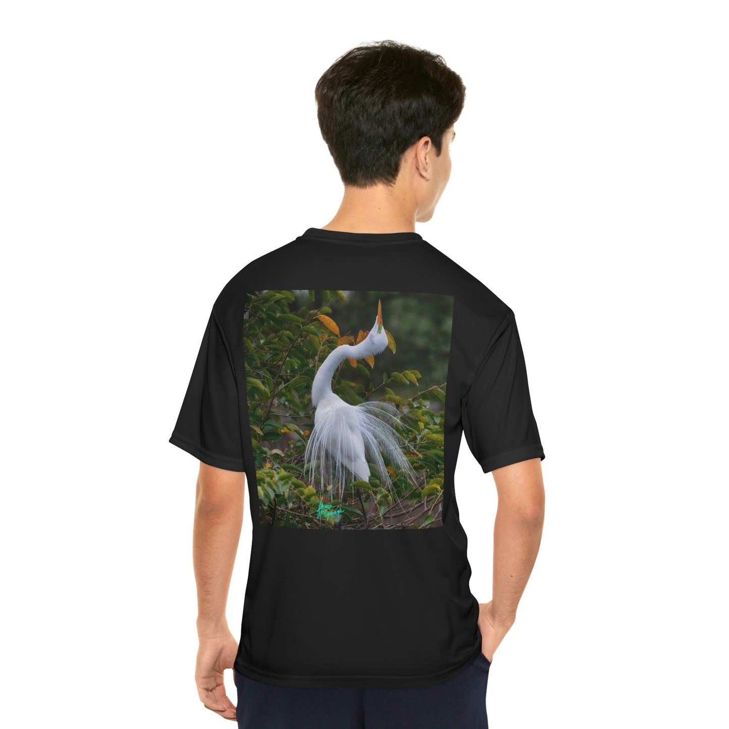 Mens t shirts Great White Heron Breeding Plumage, performance shirt