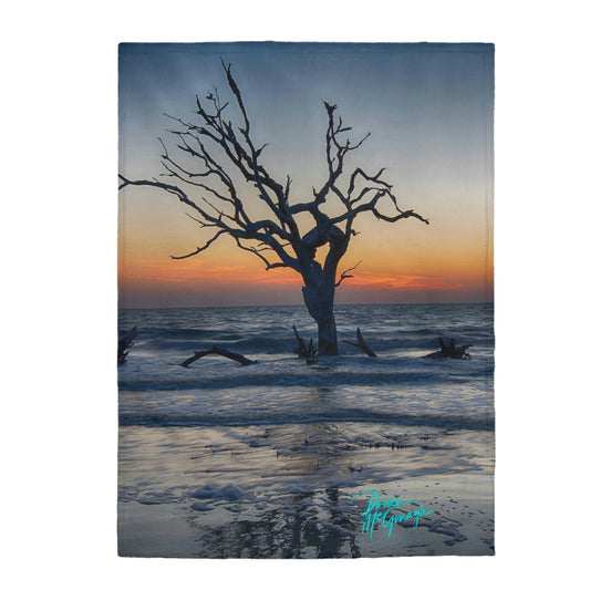 Plush Velveteen Blanket, Sunrise on Jekyll Island 04 , nature inspired