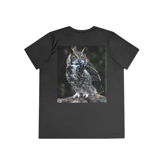 Womens Fitted Tee Shirts Great Horned Owl, Performance shirt