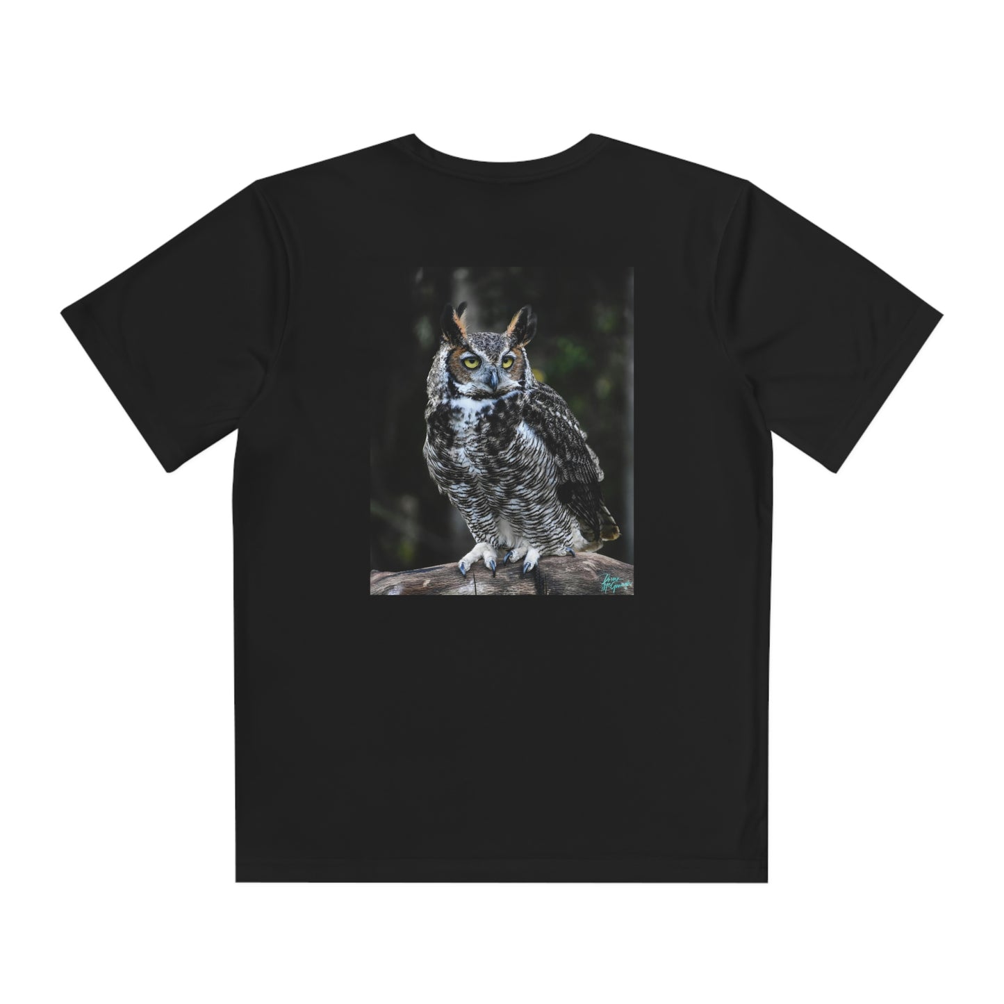 Youth T Shirts, Great Horned Owl 112, performance shirt