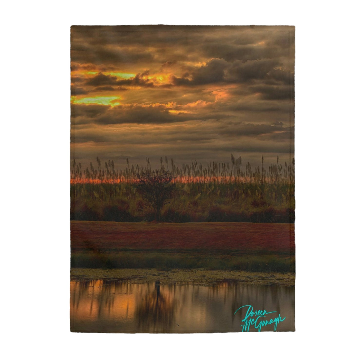 Plush Velveteen Blanket, Sunset in Clewiston, nature inspired