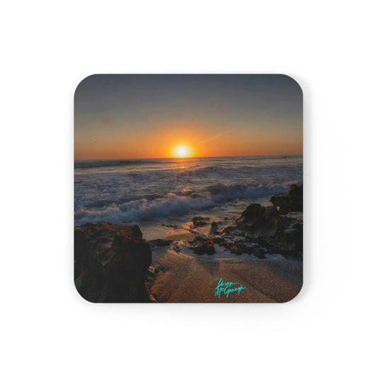 Sunrise on Stuart Beach Cork Coaster Set