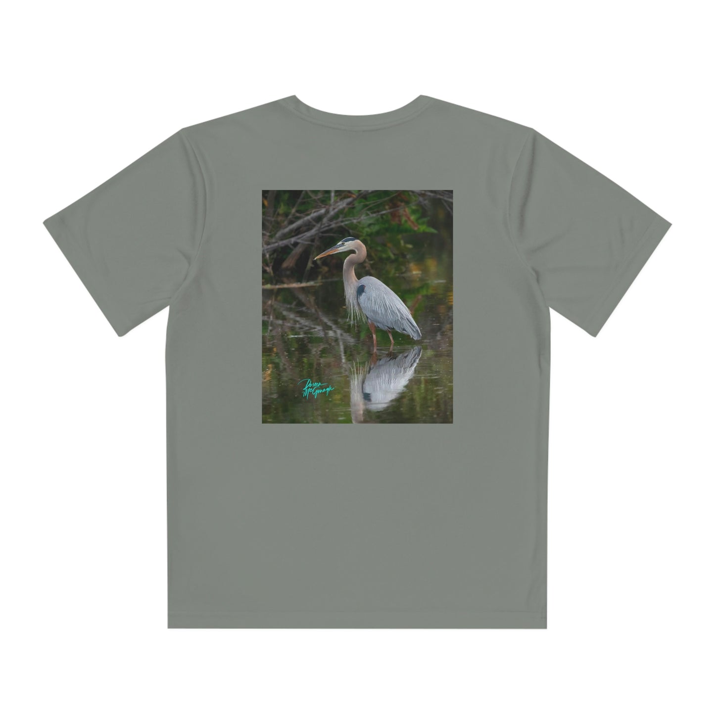 Youth T Shirts, Great Blue Heron, performance shirt