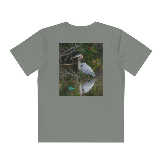 Youth T Shirts, Great Blue Heron, performance shirt