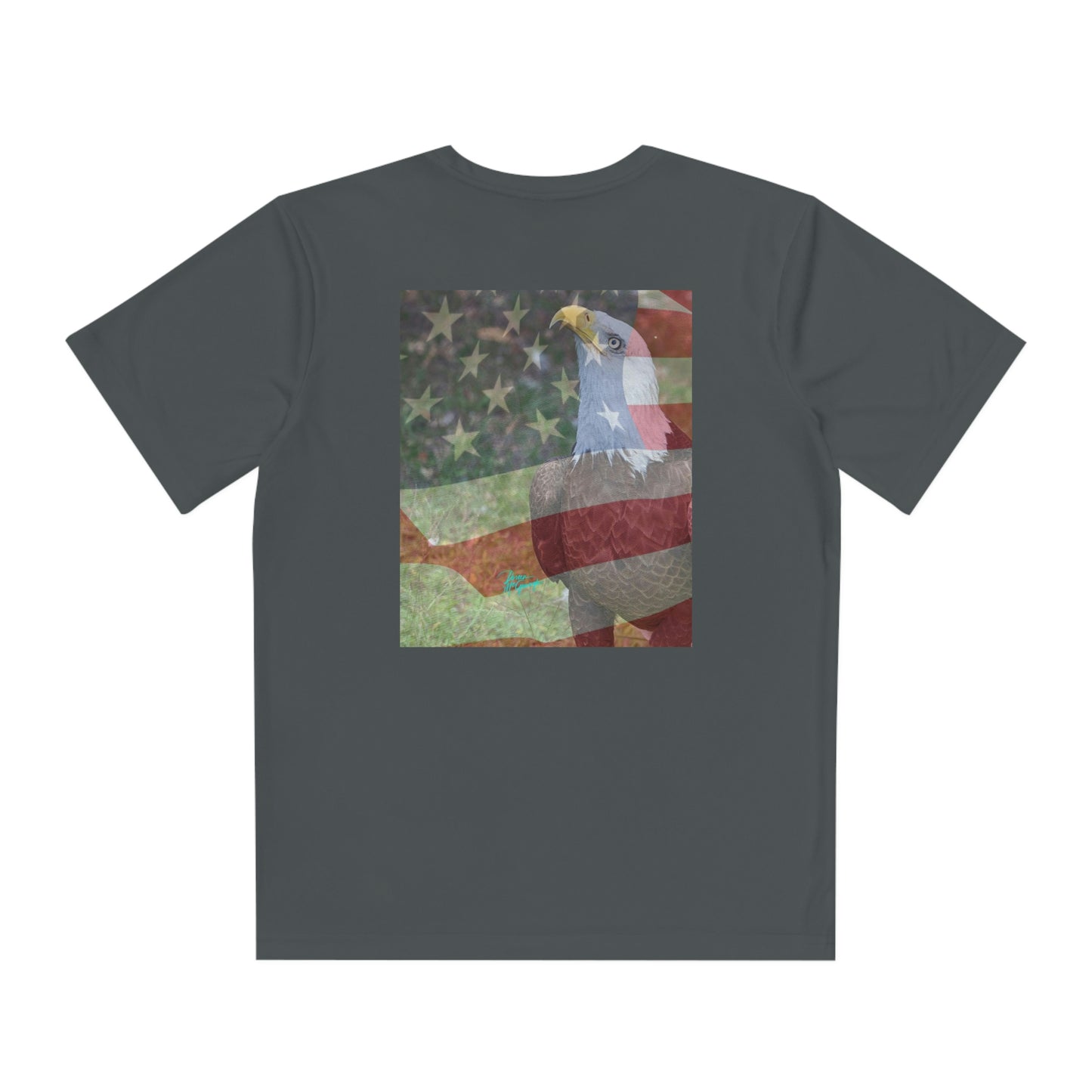 Youth T Shirts, Patriotic Bald Eagle with American Flag 13, performance shirt