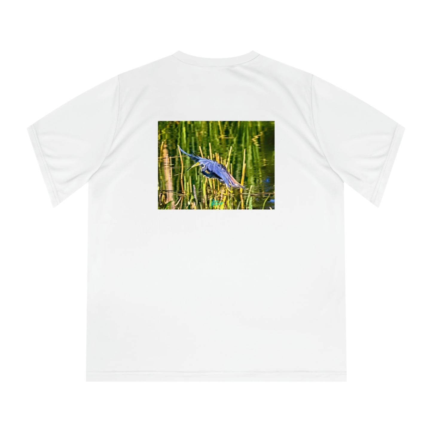 Women's V-Neck Tee Tri Color Heron in Flight, performance shirt