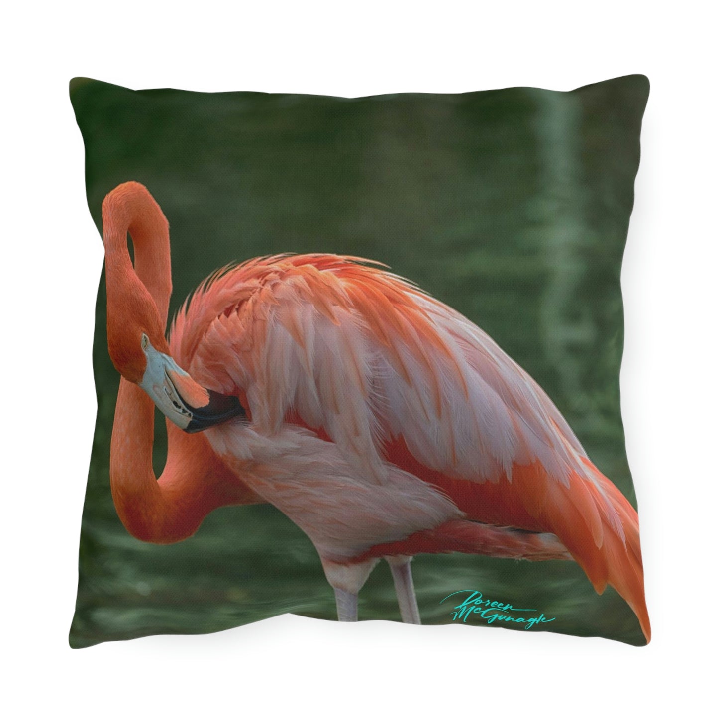 Artistic Outdoor Accent Pillow Flamingo Bird