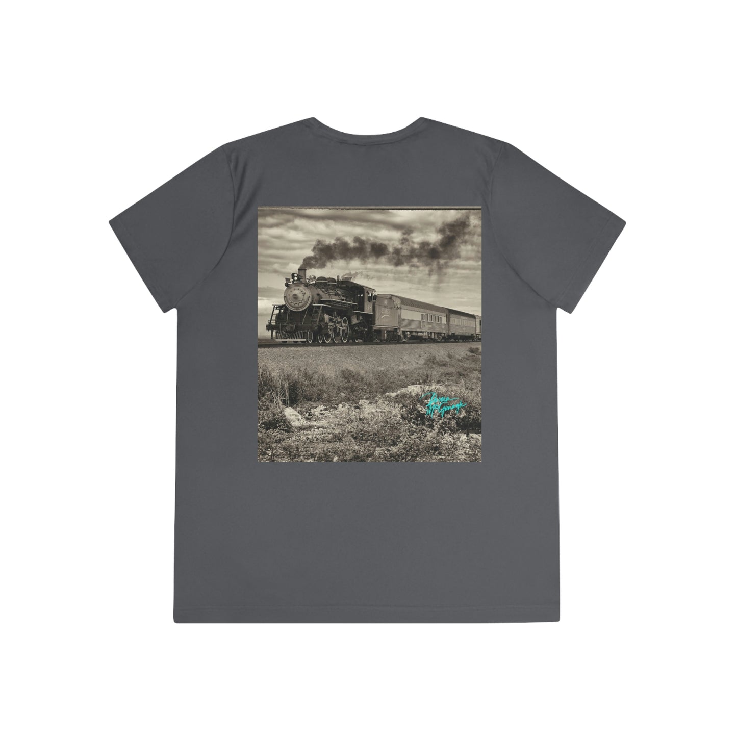 Womens Fitted Tee Shirts Steam Engine 148 Train, Performance shirt