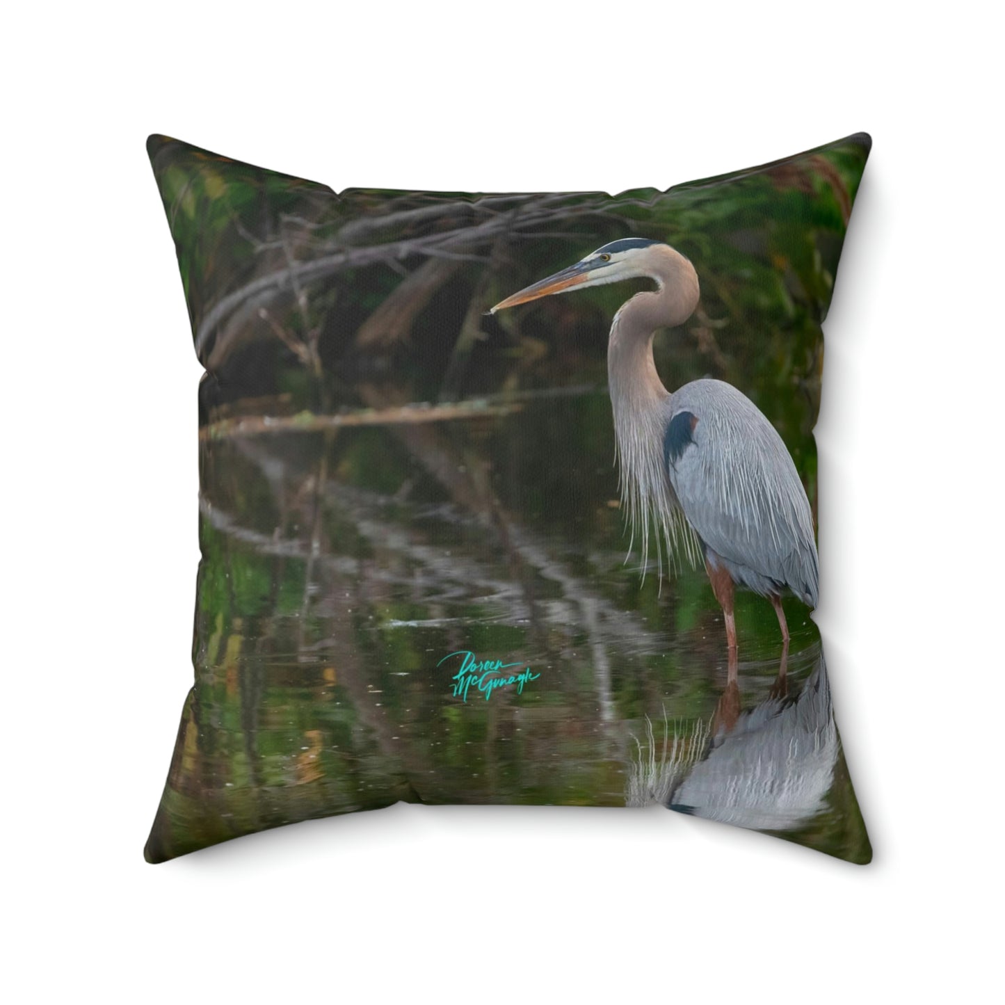 Artistic Accent Pillow Great Blue Heron Bird 03