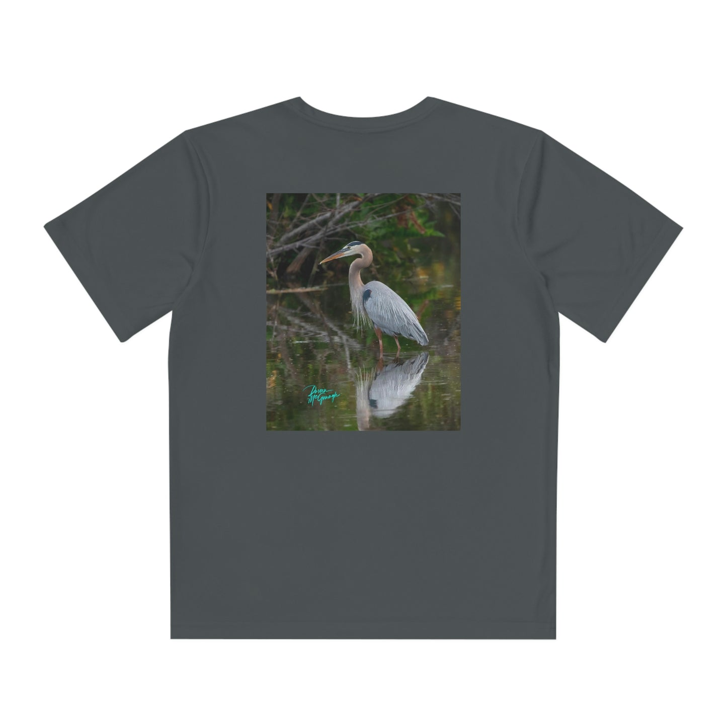 Youth T Shirts, Great Blue Heron, performance shirt