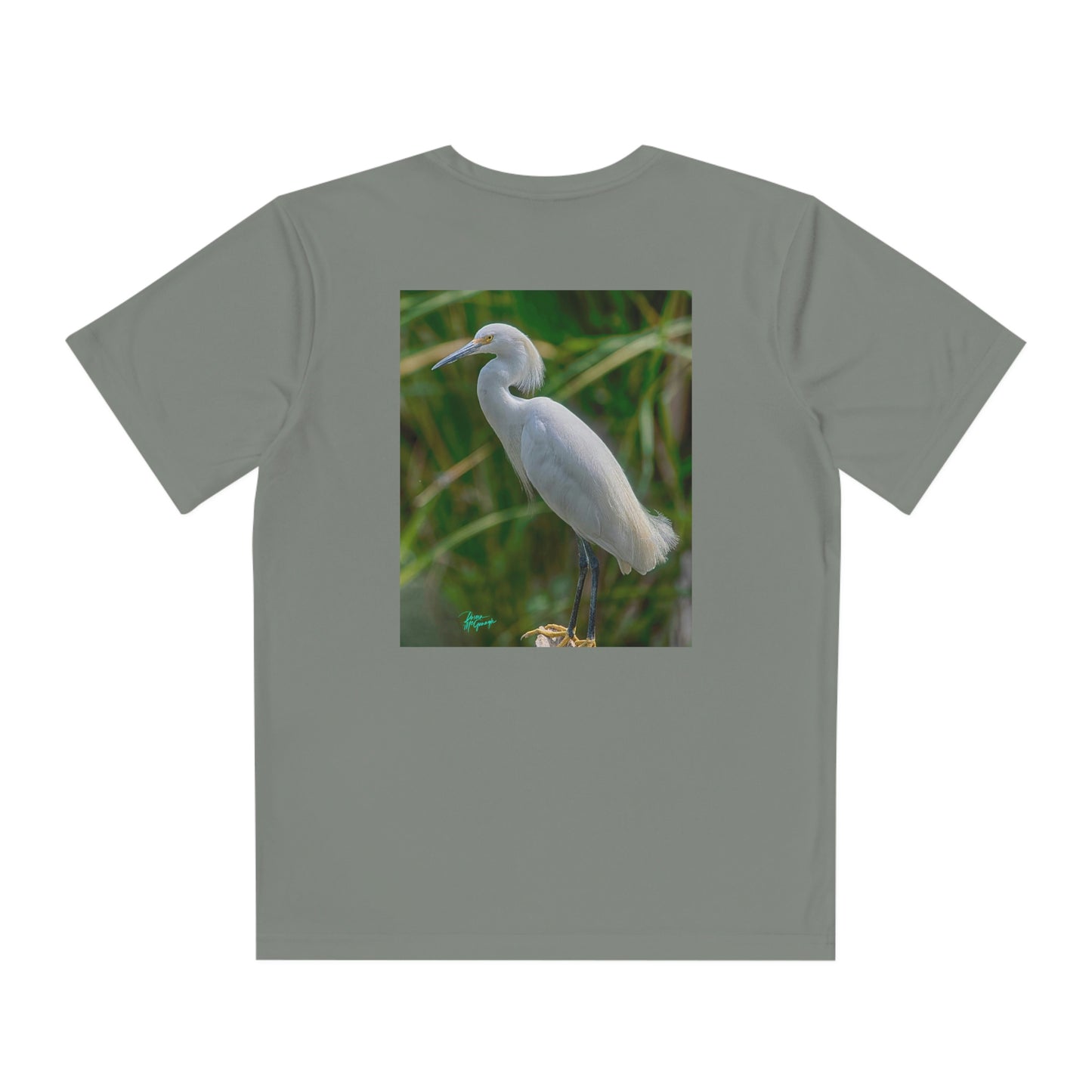 Youth T Shirts, Snowy Egret, performance shirt