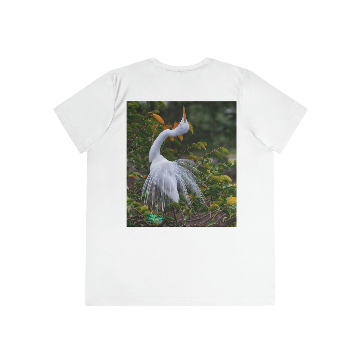 Womens Fitted Tee Shirts Great White Heron Breeding Plumage, Performance shirt