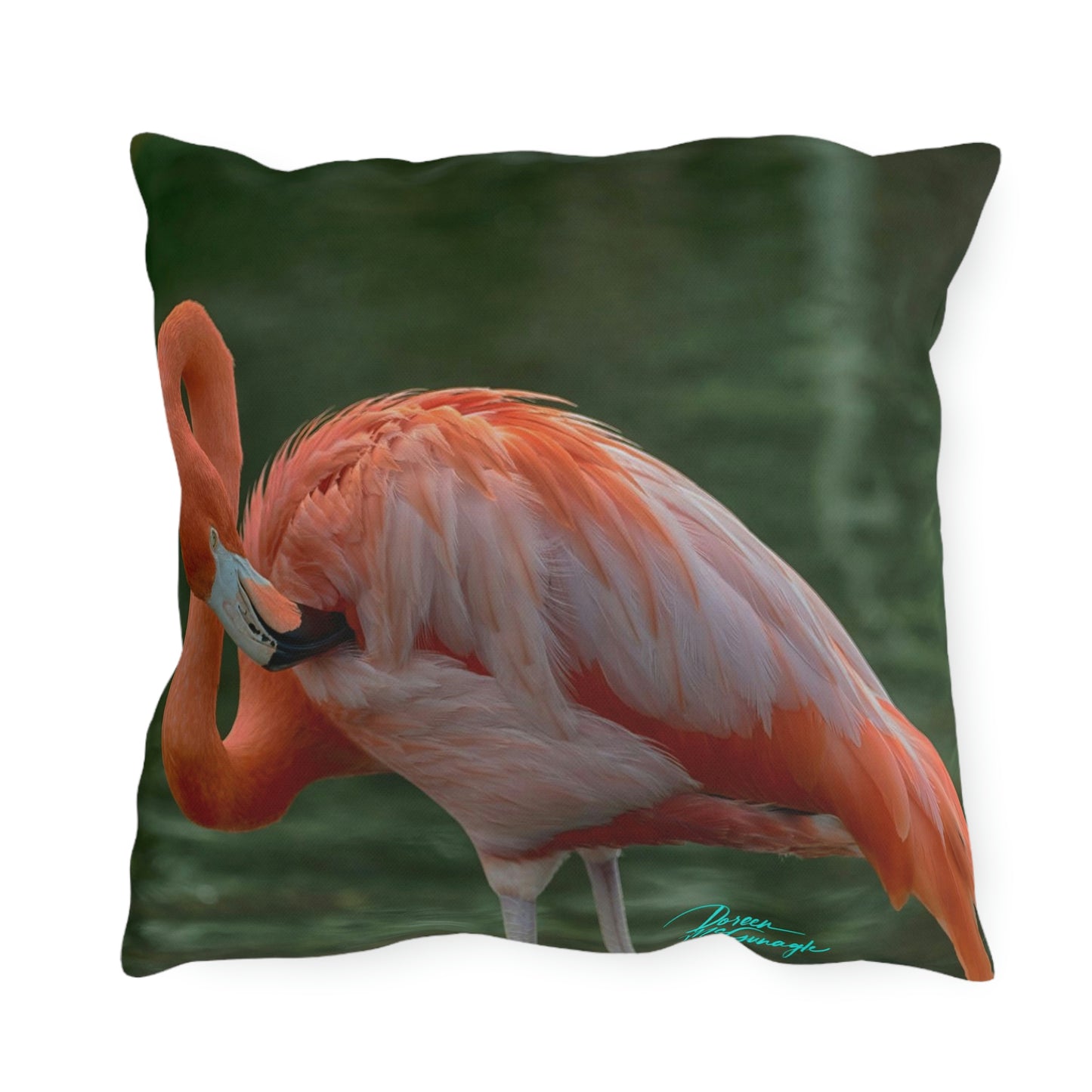 Artistic Outdoor Accent Pillow Flamingo Bird