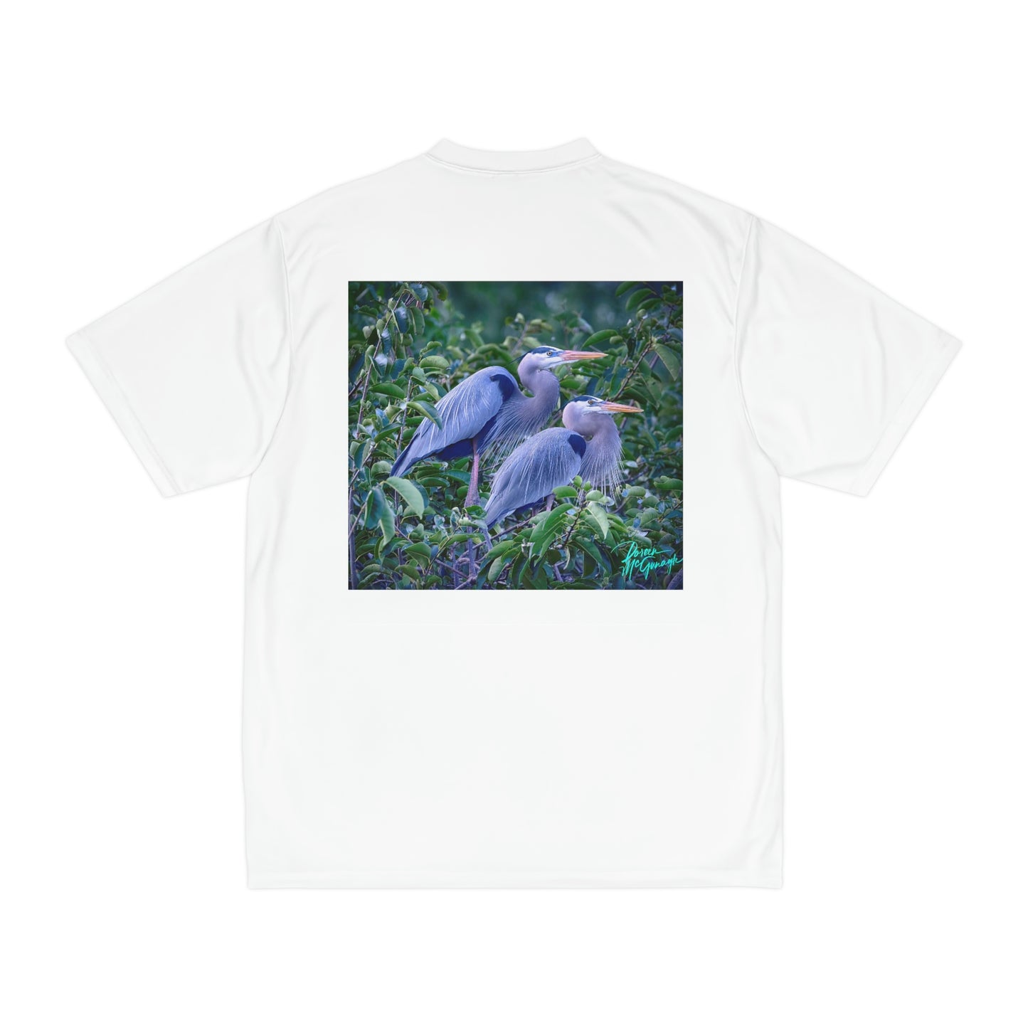 Mens t shirts Great Blue Heron Mating Pair 02, performance shirt