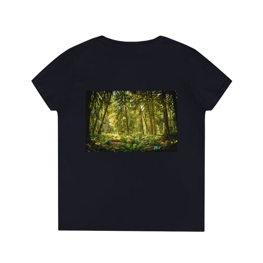 Womens V neck tee Deep in Woods, summer tees