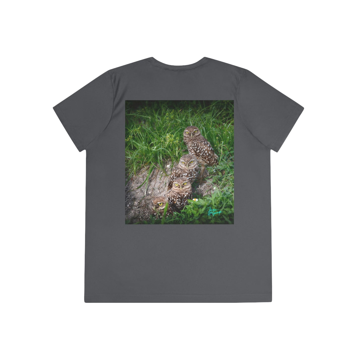 Womens Fitted Tee Shirts Burrowing Owl Family, Performance shirt