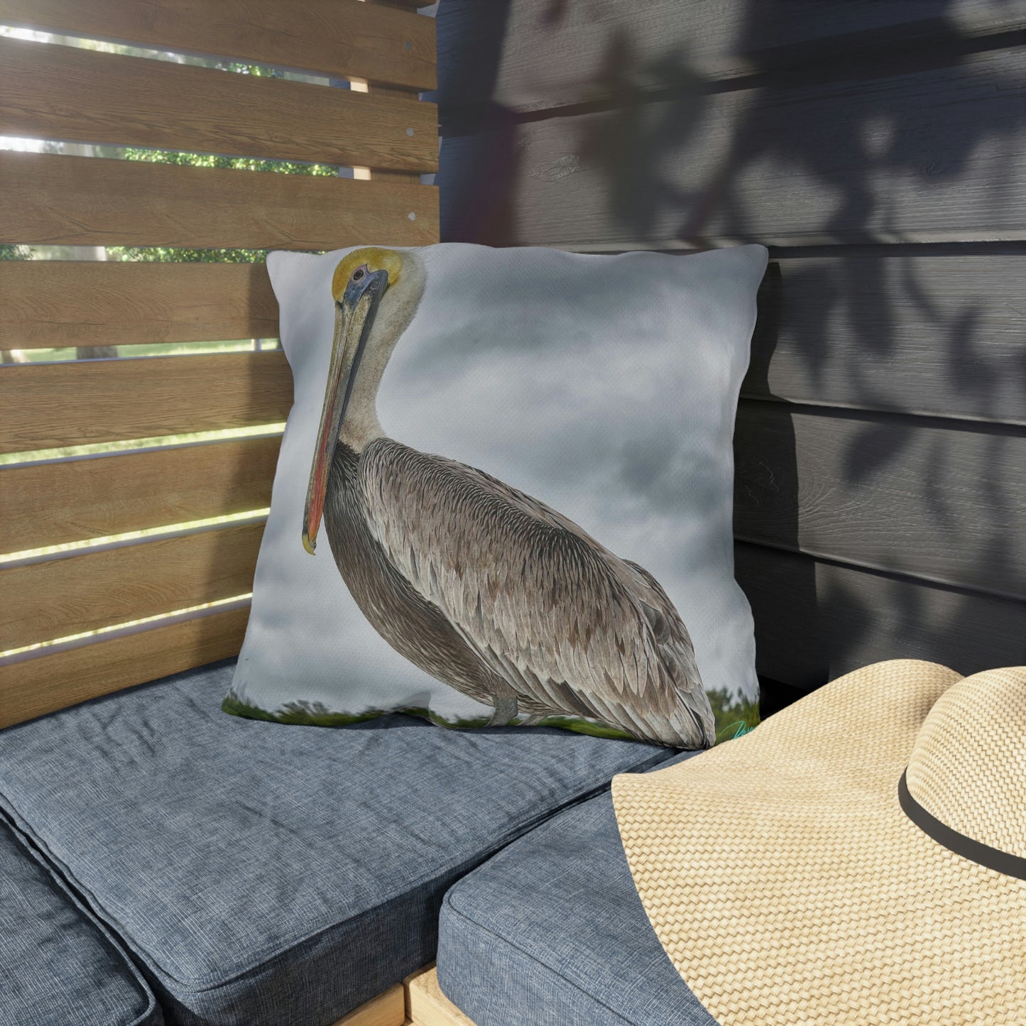 Pelican Bird Artistic Outdoor Accent Pillow